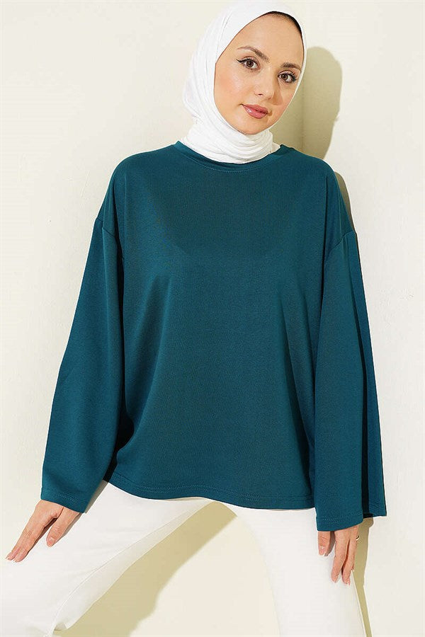 Loysa Off-Shoulder Basic Tunic Petrol