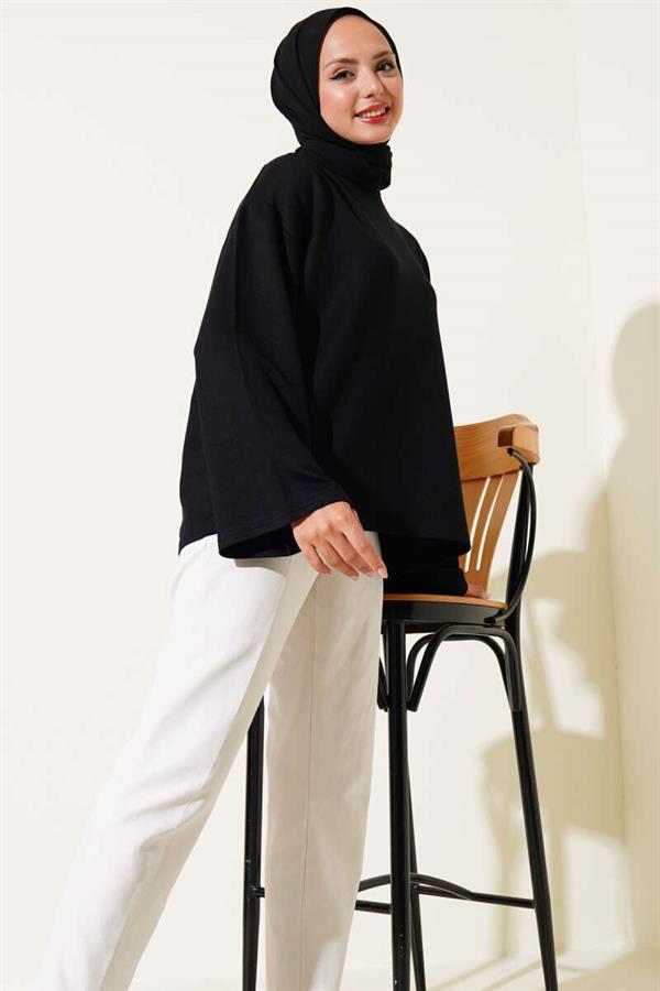 Loyşa Off-Shoulder Basic Tunic Black