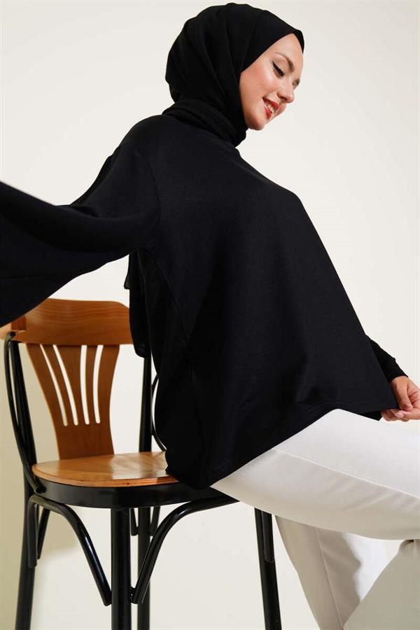Loyşa Off-Shoulder Basic Tunic Black