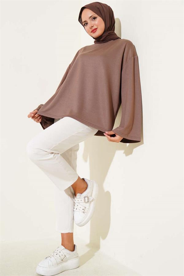 Loyşa Off Shoulder Basic Tunic Mink