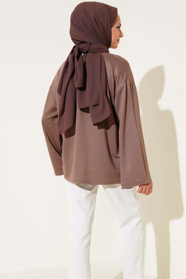 Loyşa Off Shoulder Basic Tunic Mink