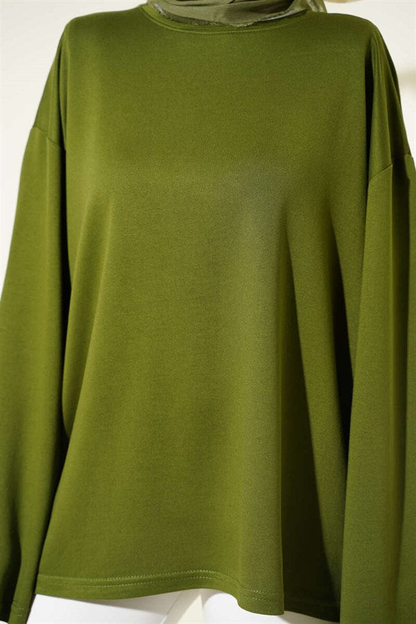 Loysa Off-Shoulder Basic Tunic Green