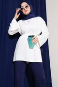 Loyşa Wide Sleeved Rope Belted Tunic Ecru