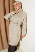 Loysha Rope Belted Long Tunic Stone