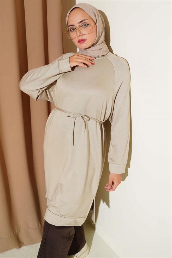 Loysha Rope Belted Long Tunic Stone