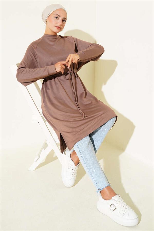 Loysha Rope Belted Long Tunic Mink