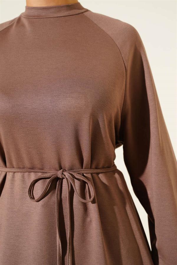Loysha Rope Belted Long Tunic Mink