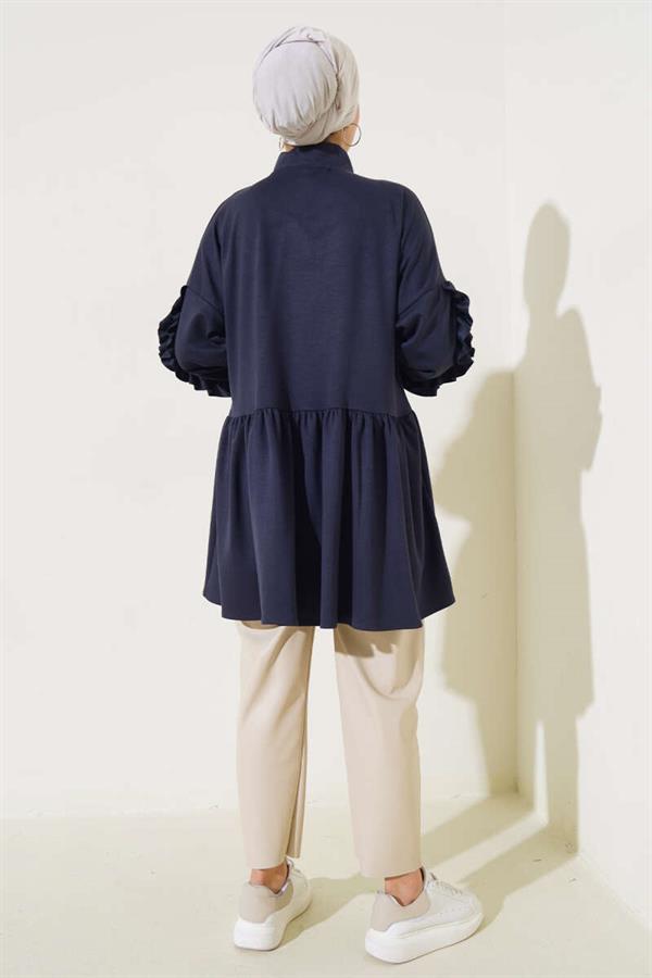 Loysha Sleeve Frilled Cardigan Smoke