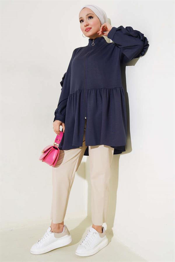 Loysha Sleeve Frilled Cardigan Smoke