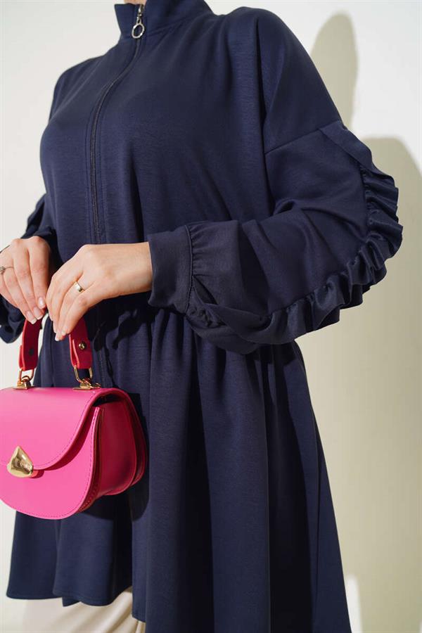 Loysha Sleeve Frilled Cardigan Smoke