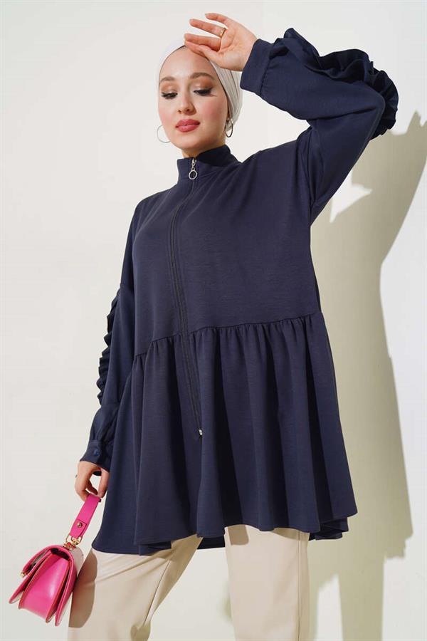 Loysha Sleeve Frilled Cardigan Smoke