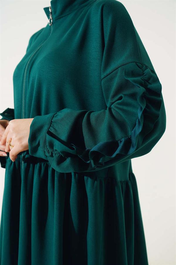 Loysha Sleeve Frilled Cardigan Emerald