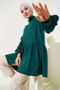 Loysha Sleeve Frilled Cardigan Emerald