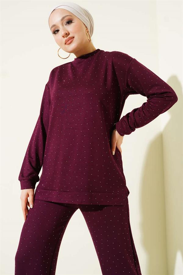 LLLoysho Mini Embellished 2 Piece Set, Plum