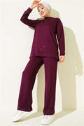 LLLoysho Mini Embellished 2 Piece Set, Plum