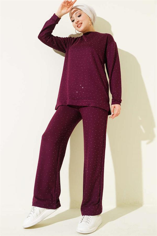LLLoysho Mini Embellished 2 Piece Set, Plum