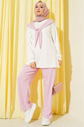 Loysa 2 Piece Set with Shoulder Scarf Detail, Pink