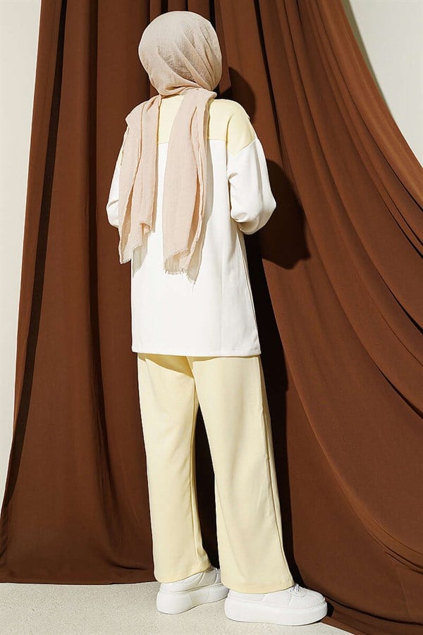 Loisha Shoulder Scarf Detail 2 Piece Set Yellow