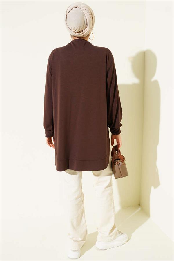 Loyşa Oval Cut Oversize Tunic Brown