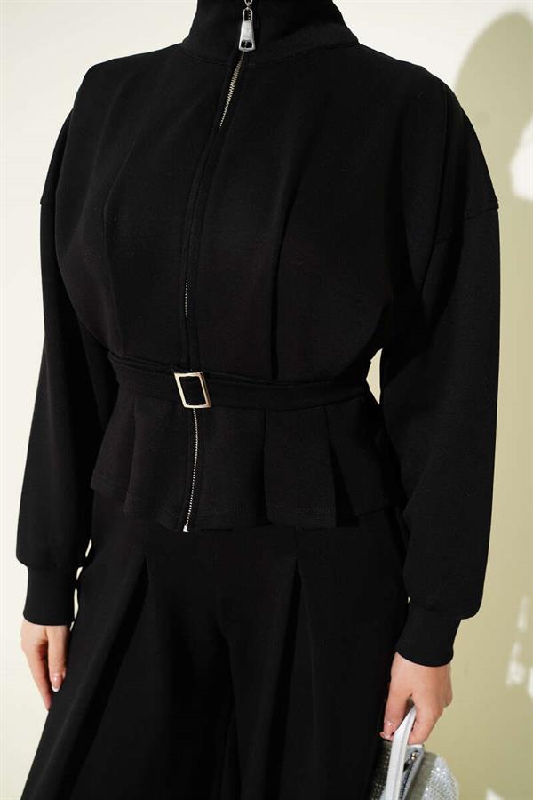 Loyşa Pincer Detailed 2 Piece Set Black