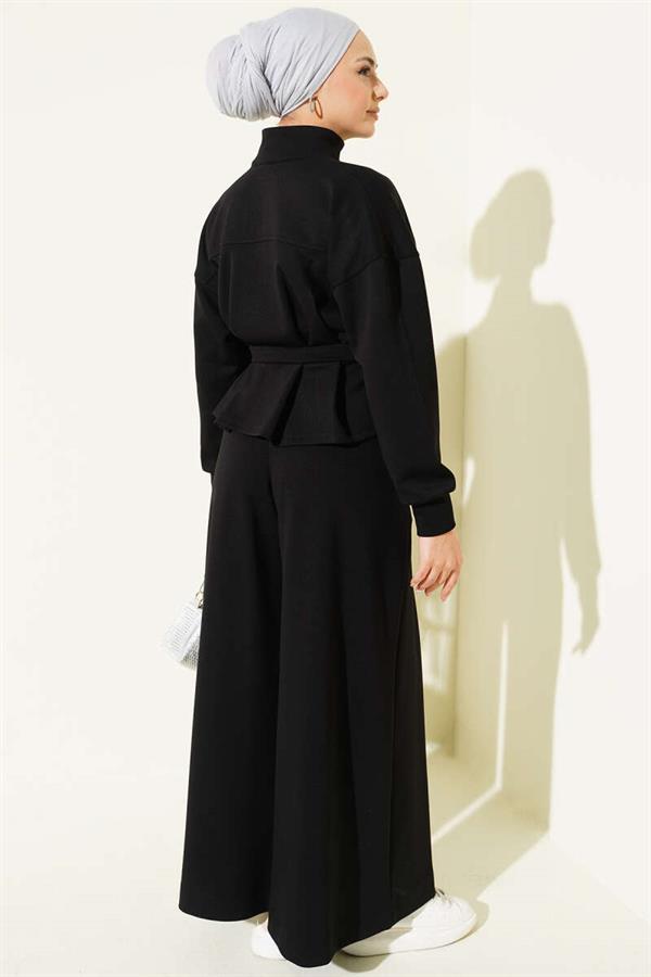 Loyşa Pincer Detailed 2 Piece Set Black