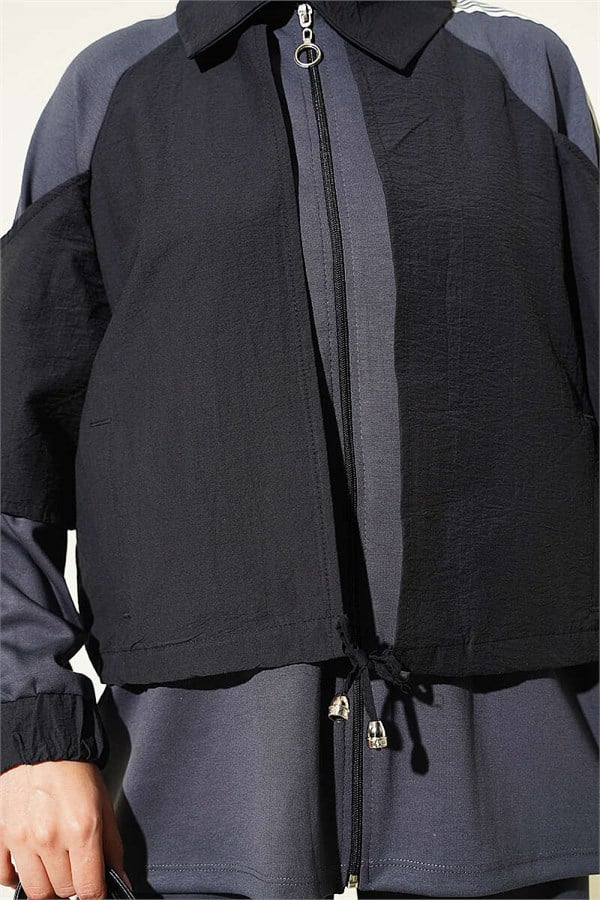 Loysa Striped Detail 2 Piece Set, Smoke Grey