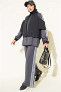 Loysa Striped Detail 2 Piece Set, Smoke Grey
