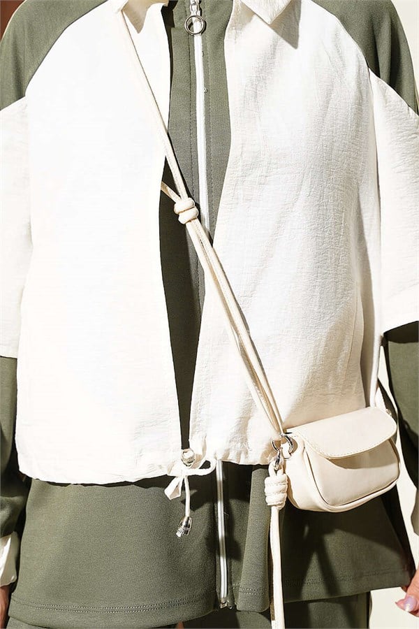Loysa Striped Detail 2 Piece Set, Khaki