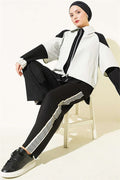 Loysa Striped Detail 2 Piece Set, Black