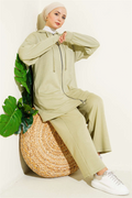 Loysa Sim Detail Hooded 2 Piece Set, Light Green
