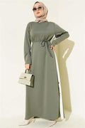 Loysha Side Stripe Dress, Almond Green