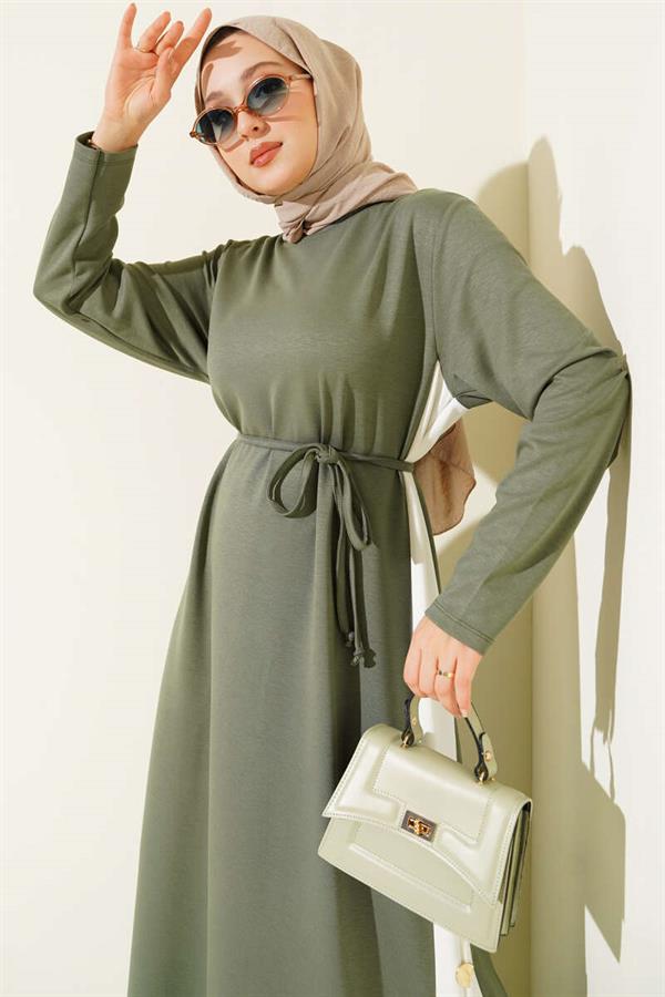 Loysha Side Stripe Dress, Almond Green