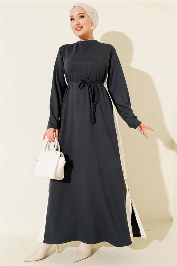 Loyşa Side Striped Dress, Smoke