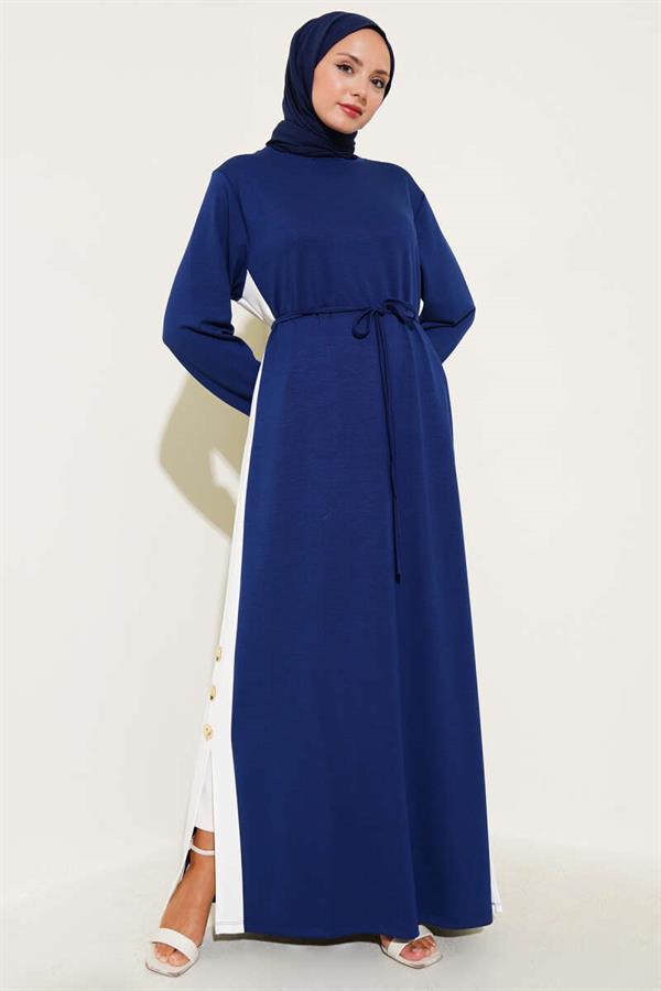 Loyşa Side Stripe Dress Navy Blue