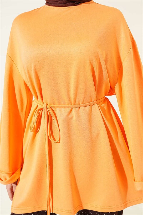 Loisha Side Slit Belted Tunic Orange