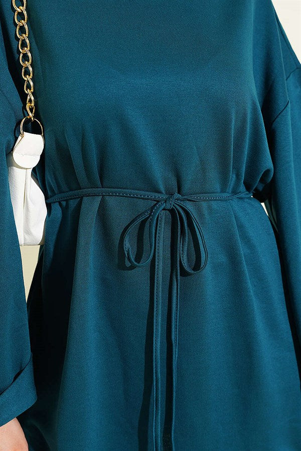 Loisha Side Slit Belted Tunic Petrol
