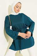 Loisha Side Slit Belted Tunic Petrol