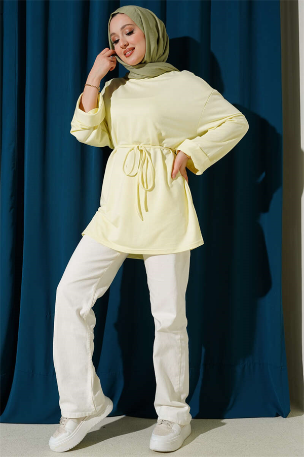 Loisha Side Slit Belted Tunic Yellow