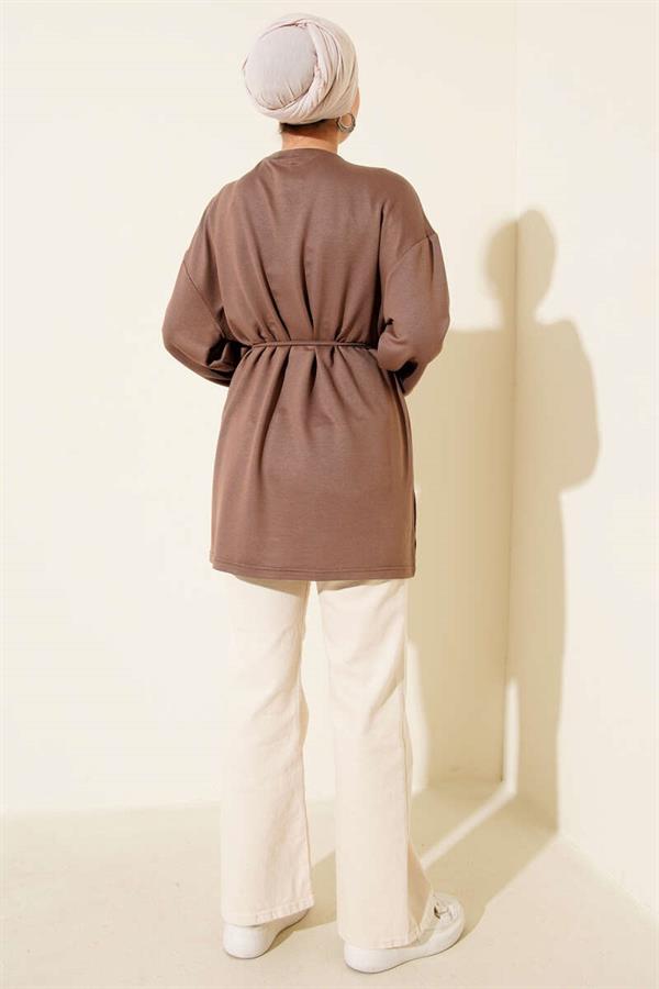 Loyşa Side Slit Belted Tunic Mink