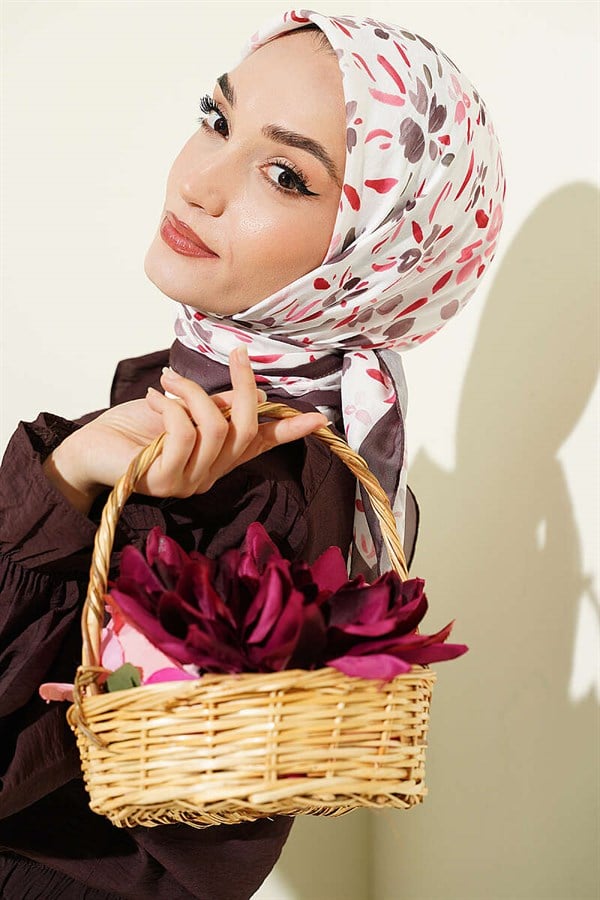 Lumea Patterned Soft Scarf Dark Brown