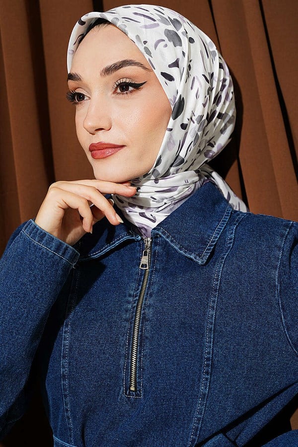 Lumea Patterned Soft Scarf, Slate Grey