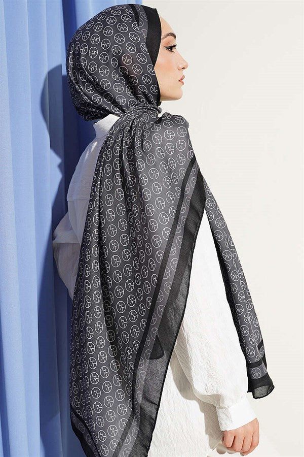 MK Pattern Liva Modal Black Smoke