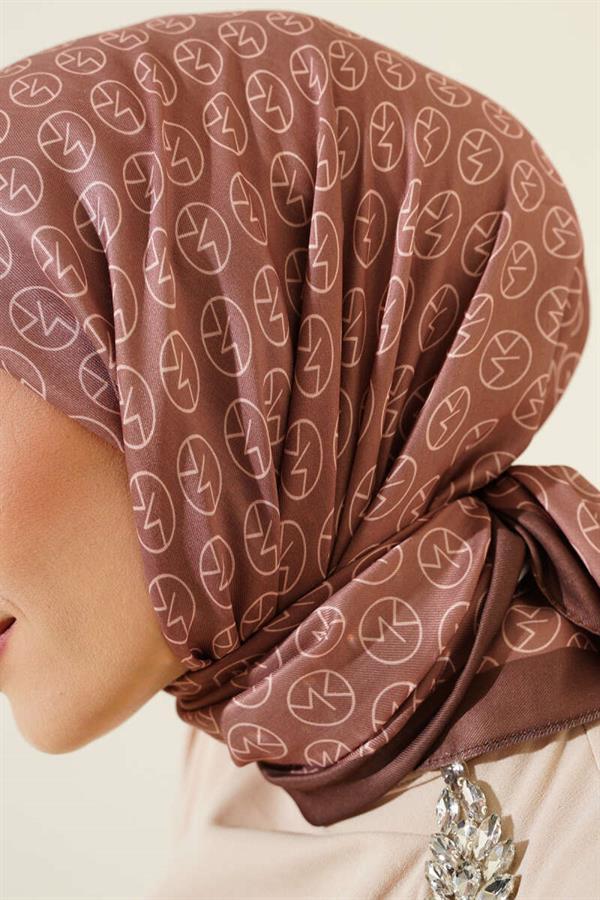 MK Pattern Soft Scarf Light Brown