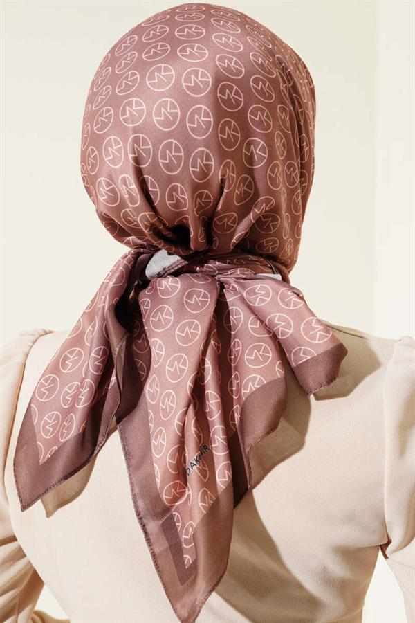 MK Pattern Soft Scarf Light Brown