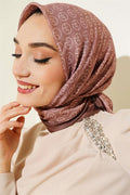 MK Pattern Soft Scarf Light Brown