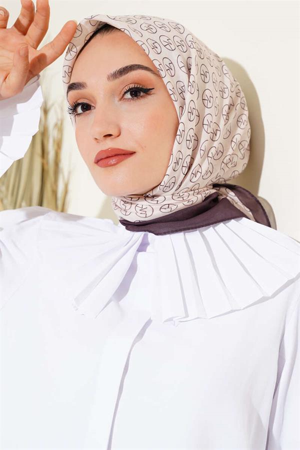 MK Pattern Soft Scarf Beige Brown