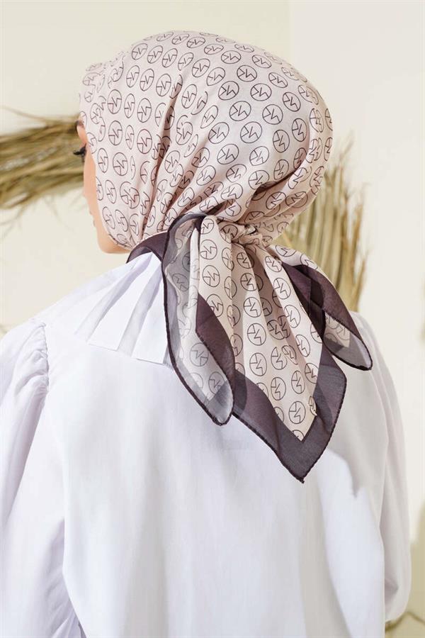 MK Pattern Soft Scarf Beige Brown
