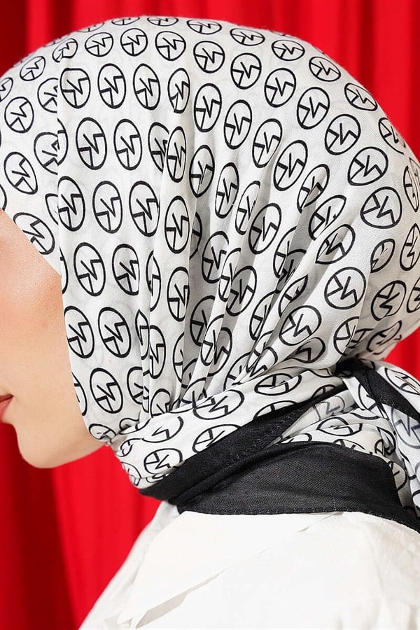 MK Pattern Soft Scarf White Black