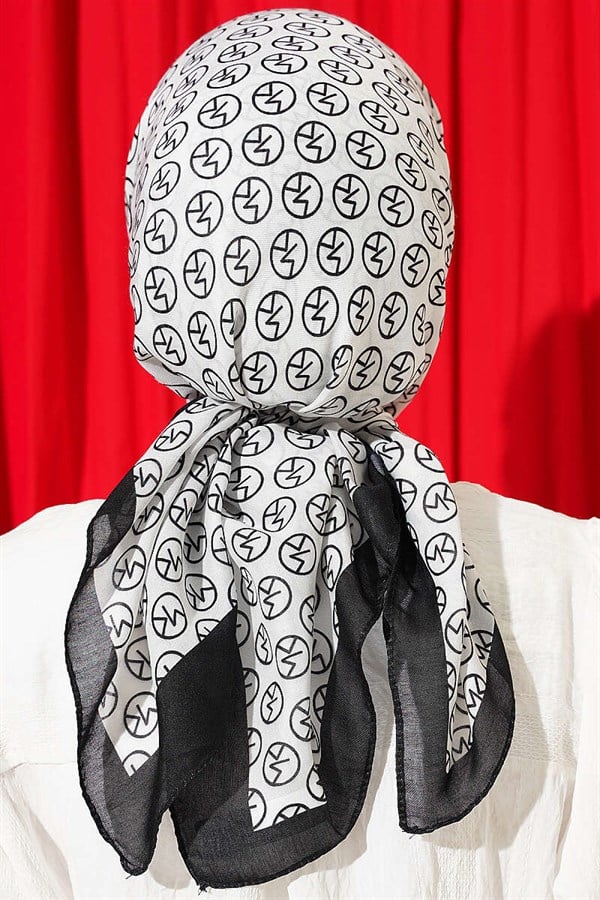 MK Pattern Soft Scarf White Black