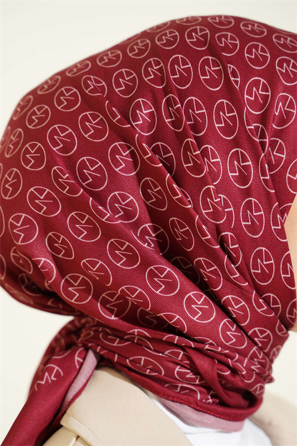 MK Pattern Soft Scarf Burgundy
